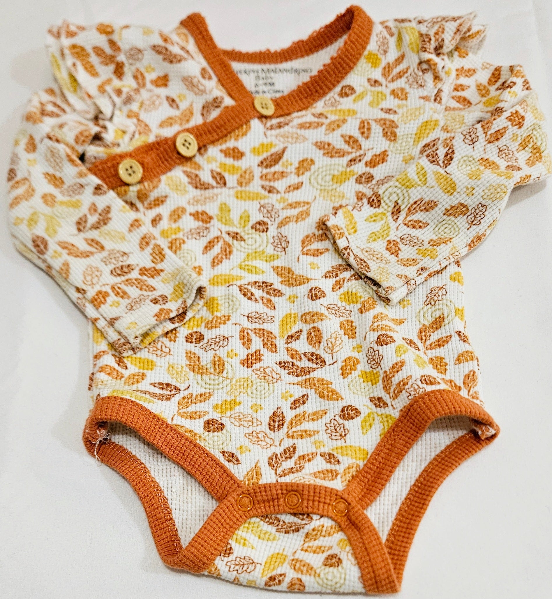 Catherine MaLandrino Fall Leaves Long Sleeve Onesie